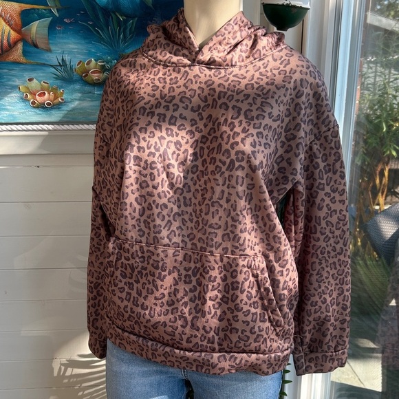 Source Unknown Leopard Print Hoodie - Brown and Black - Picture 1 of 4